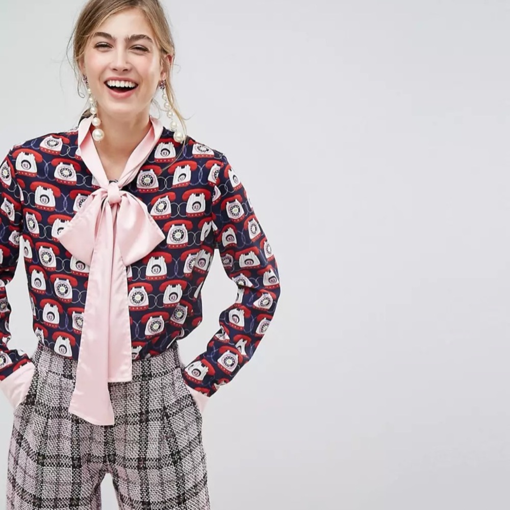 Sister Jane blouse with bow telephone print